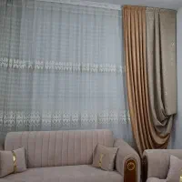 پرده کرم نسکافه ای والن دار