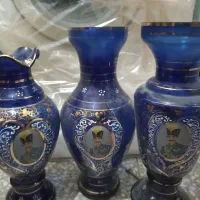 سه عدد گلدان بلور اصفهان