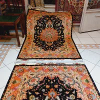جفت زرع ونیم تبریز گل ابریشم زمینه مشکی ۵۰رج|فرش|تهران, امام خمینی|دیوار