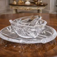 کریستال خورشیدی شفاف۱۲پیش‌دستی۱۲پیاله بدون استفاده