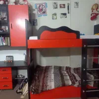 سرویس کامل تخت دو طبقه کمد و میزتحریر و آینه دراور