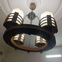 لوستر چوبی چهار لامپ|لوستر و چراغ آویز|مشهد, آزادشهر|دیوار