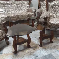 مبل۹نفر استیل بهمراه میزوعسلی چوب گردو درحدنو|مبلمان خانگی و میز عسلی|قزوین, |دیوار