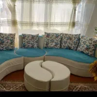 مبل ال مخمل چرم ۷نفره با بلشت|مبلمان خانگی و میز عسلی|آمل, |دیوار