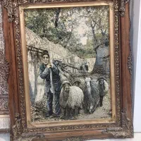 تابلو فرش کوچه باغ روستا ۱۲۰در۸۰ باقاب تمام چوب