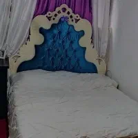 تخت دو نفره آبی + تشک دونفره + میز آرایش