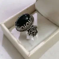 انگشتر مردونه، نگین عقیق سیاه اصل معدنی