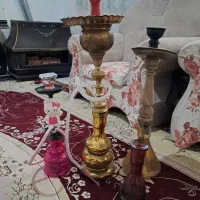 سه عدد قیلیون برنجی وچوبی