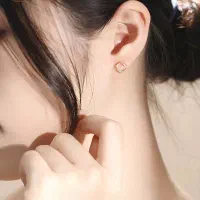 گوشواره نقره مینیمال دایره نگین دار در 2 رنگ|بدلیجات|ری, اقدسیه|دیوار