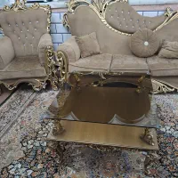 مبلمان سلطنتی 7 نفره تمام چوب با میز وسط