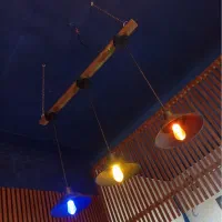 آویز لوستر چراغ سه تایی با لامپ