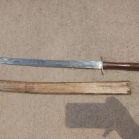 شمشیر دولبه ذوالفقار حکاکی شده غلاف چوبی