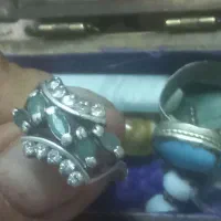 انگشتر نقره زنانه زمرد زامبیا کهنه ۵ اشک یکسان