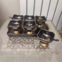 یک دست بستنی خوری طلا کوب اصل قدیمی|ظروف سرو و پذیرایی|کرج, عظیمیه|دیوار