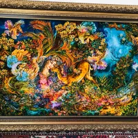 تابلو فرش ابریشم دستباف دایره هستی استاد فرشچیان