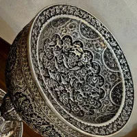 سنگاب مسی کامل قلمزنی گل و مرغ ایلیاتی|صنایع دستی و سایر لوازم تزئینی|اصفهان, باغ فدک|دیوار
