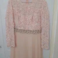 لباس مجلسی بلند رنگ صورتی روشن