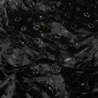 پارچه مخمل منجوق دوزی مشکی