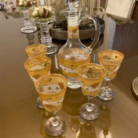 جام و۵ عدد گیلاس قدیمی