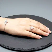 ست انگشتر و دستبند نقره زنانه با آبکاری طلا سفید|جواهرات|اصفهان, چرخاب|دیوار