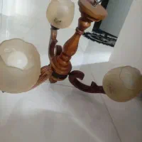 دوعددلوسترچوبی سه شاخه کاملاسالم|لوستر و چراغ آویز|کرمان, |دیوار