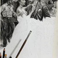 هدیه نقاشی سیاه قلم هایپررئال ولنتاین