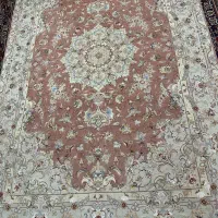 یک تخته فرش دستبافت تبریز چله ابریشم ۶ متری