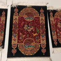 ست چهار تیکه.  فرش تمام ابریشم.   شکارگاه