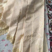 پرده حریر ترک طرح برجسته بهمراه دکور ساتن ترک|پرده، رانر، رومیزی|اصفهان, شاهد|دیوار