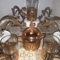 لیوان انگاره طلایی ۶عددبا۱عدد قندون نوباکارتن فوری