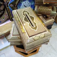 ست جعبه دستمال و کارد چنگال و سطل چوب وخاتم اصفهان|صنایع دستی و سایر لوازم تزئینی|تهران, جنت‌آباد مرکزی|دیوار
