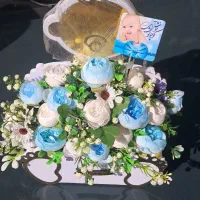 باکس گل نوزادی گهواره و عروسکی|گل مصنوعی|نسیم‌شهر, |دیوار