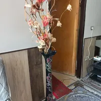 گلدان شیشه ای همراه گل|گل مصنوعی|کازرون, |دیوار