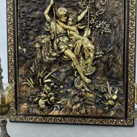 تابلو و شمعدانی چراغ خور برنز اصلی