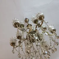 لوستر برنزی شش شاخه دوازده شعله|لوستر و چراغ آویز|قزوین, |دیوار