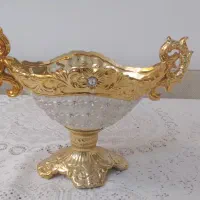 میوه خوری پایه دار  گل برجسته طلایی