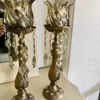یک جفت شمعدان برنجی سنگین