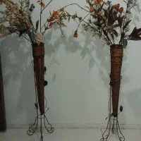 گلدان حصیری پایه فلزی