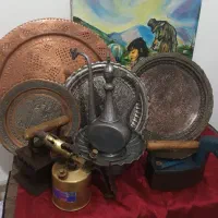 دو عدد سینی غرق قلم قدیمی  و اتو