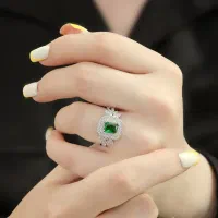 انگشتر جواهر تمام نقره مدل امدالدکات رنگی