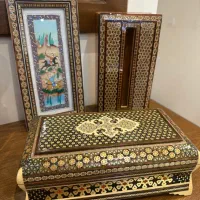 جا کاردی جا دستمال تابلو خاتم کاری|صنایع دستی و سایر لوازم تزئینی|تهران, قنات‌کوثر|دیوار