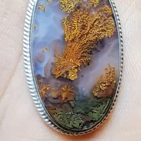 گردن آویز نقره با سنگ شجر