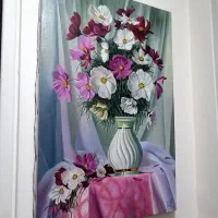 تابلو نقاشی رنگ روغن مدل گل‌های اشرافی