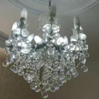 لوستر نقرهای کریستال دایره ای جنس برنجی|لوستر و چراغ آویز|دماوند, گیلاوند|دیوار