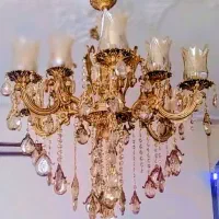 لوستر برنجی رنگ برنز 6شاخه دوبل