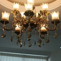 لوستر برنجی ۱۰گل ۵شاخه دوبل|لوستر و چراغ آویز|بیرجند, |دیوار