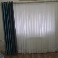 پرده حریر با والان مخمل دو رنگ