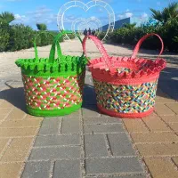 انواع سبد و زنبیل تسمه بافی حصیربافی|صنایع دستی و سایر لوازم تزئینی|گوراب زرمیخ, |دیوار