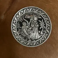 تابلو قدیمی قلم زنی دیوارکوب مسی