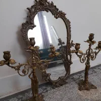 اینه و شمعدان برنز قدیمی